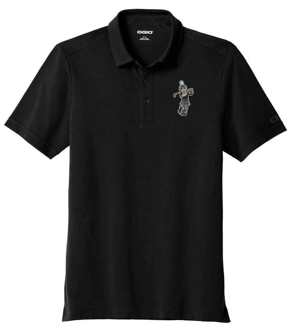 Black Michigan State polo with Golfing Sparty Embroidered Logo