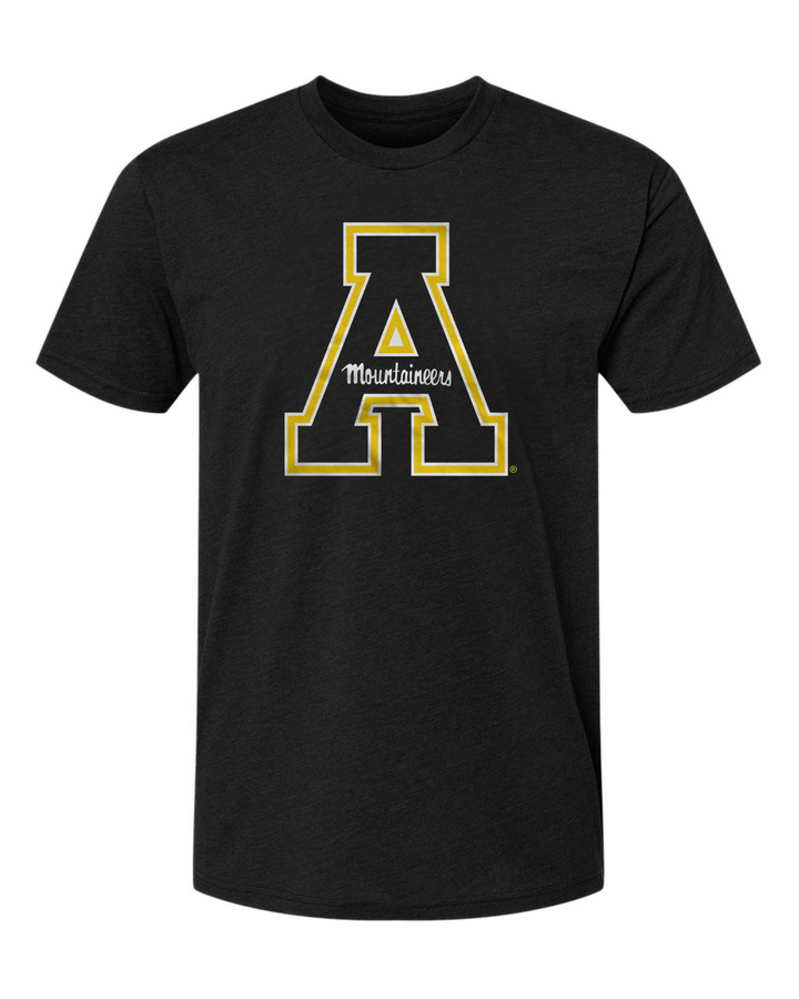 Appalachian State University Mountaineers Block A Primary Logo AppSate Unisex T-shirt (Black) Mock Up