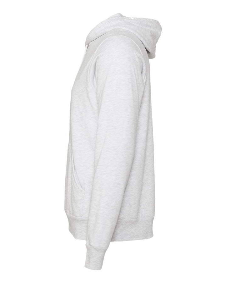 Side view of the ash white hoodie from Nudge Printing