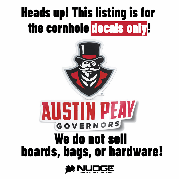 Austin Peay Governors Cornhole Decal Disclaimer