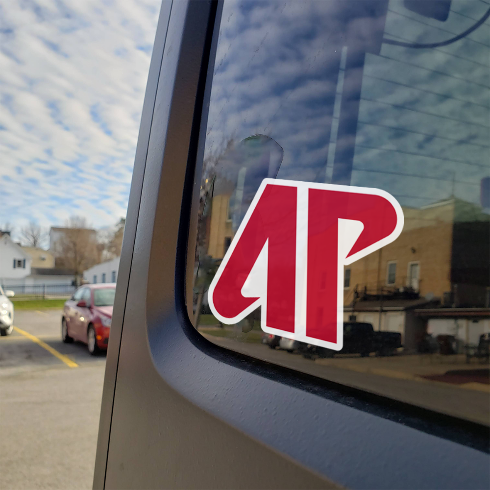 Austin Peay AP car decal on car