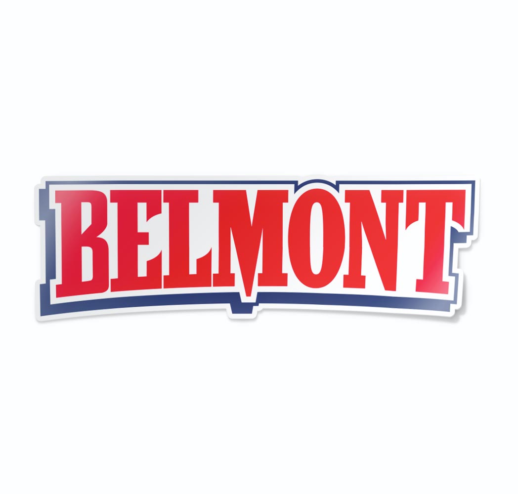 Belmont Car Decal in red, white, and blue