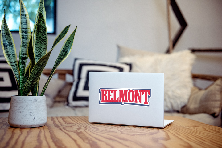 Belmont Vinyl Decal on Laptop