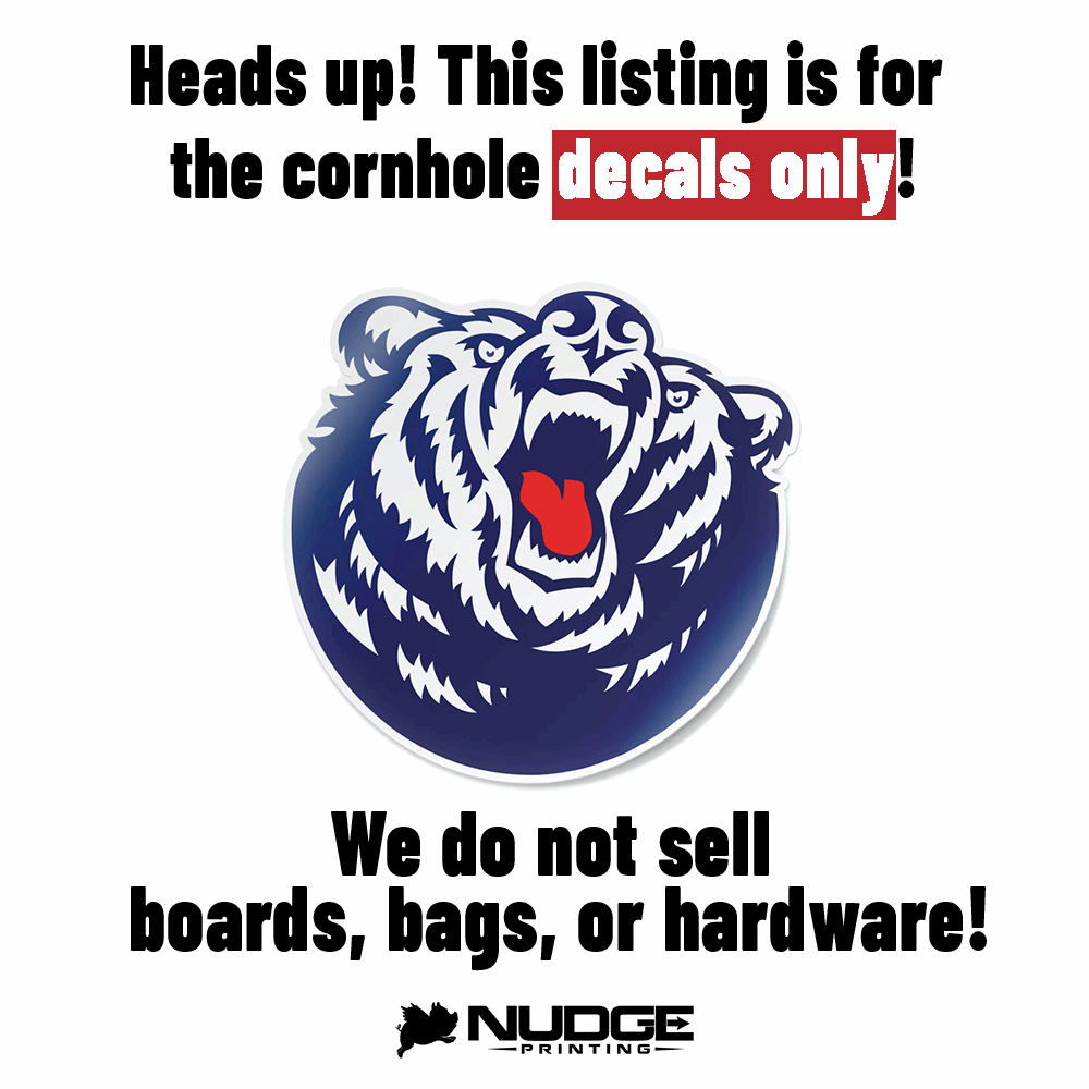 Belmont University Bruins Bear Head Cornhole Decal Disclaimer