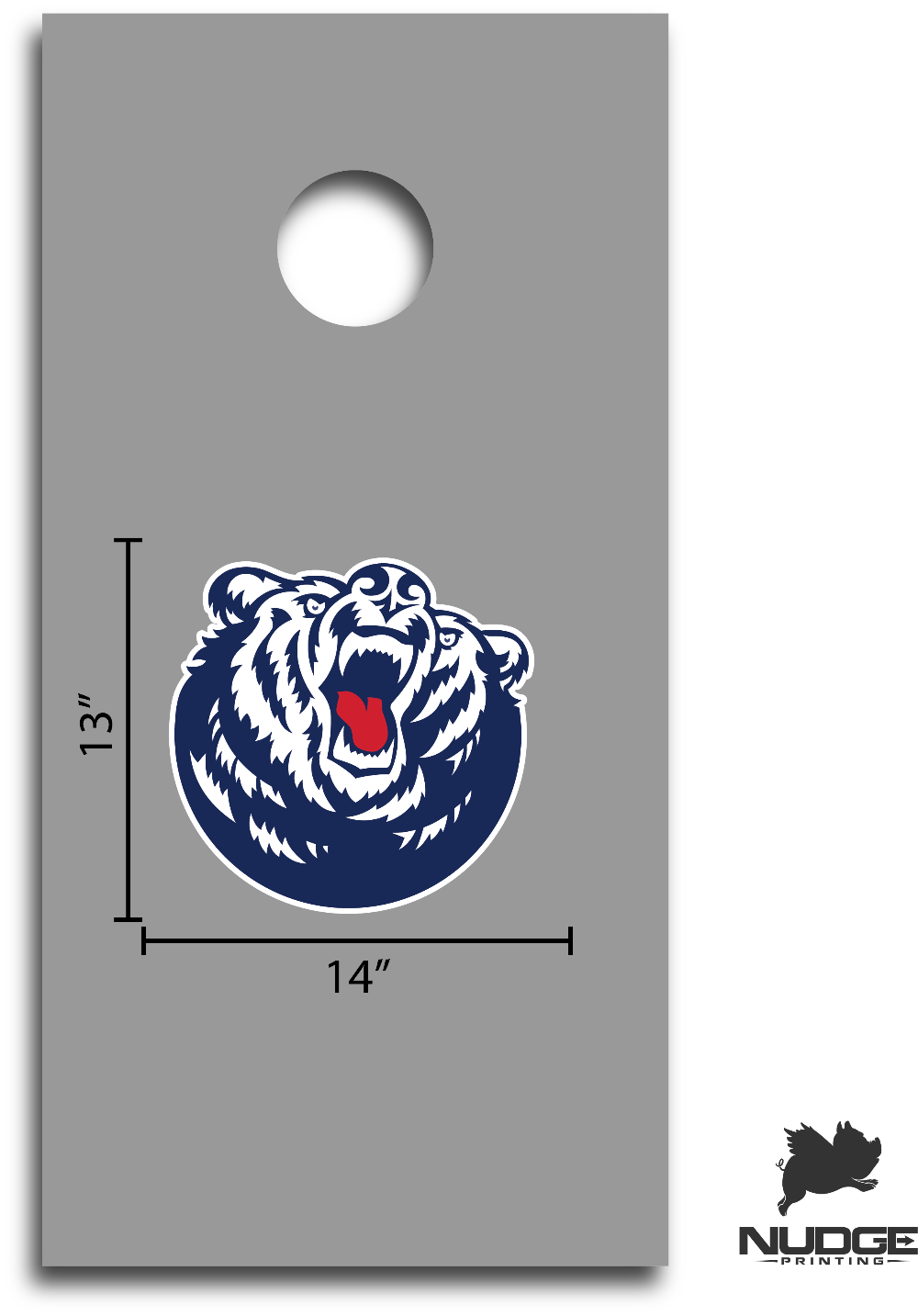 Belmont University Bruins Bear Head Cornhole Decal Dimensions