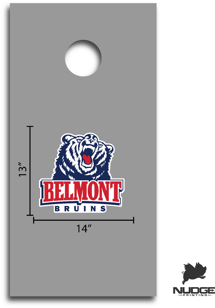 Belmont University Bruins Bear Cornhole Decal Dimensions