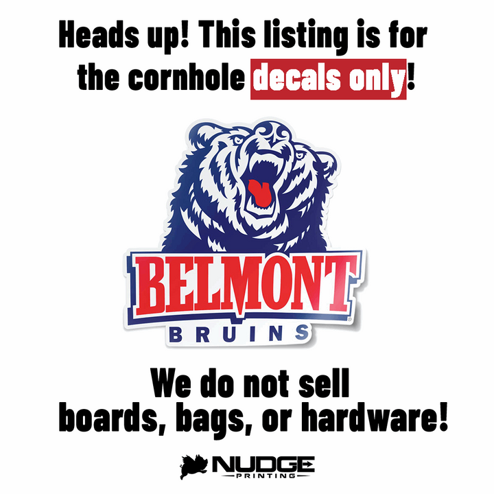 Belmont Bruins Cornhole Decal Disclaimer