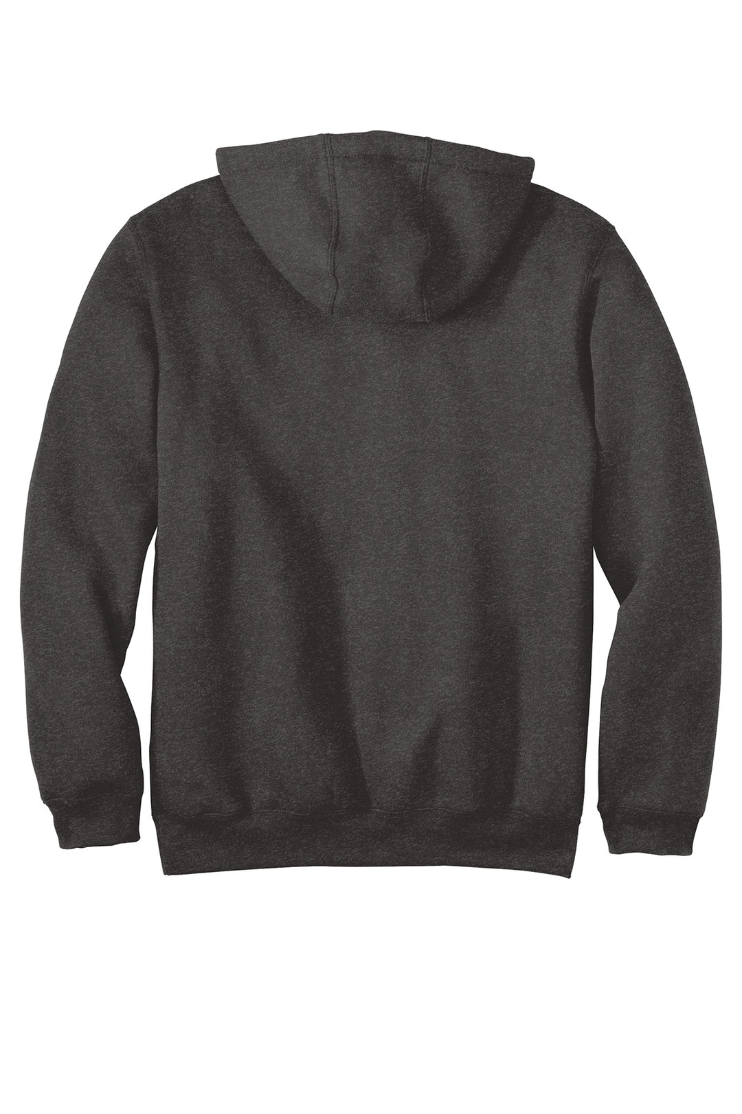 Back view of a carbon heather Carhartt hoodie from Nudge Printing.