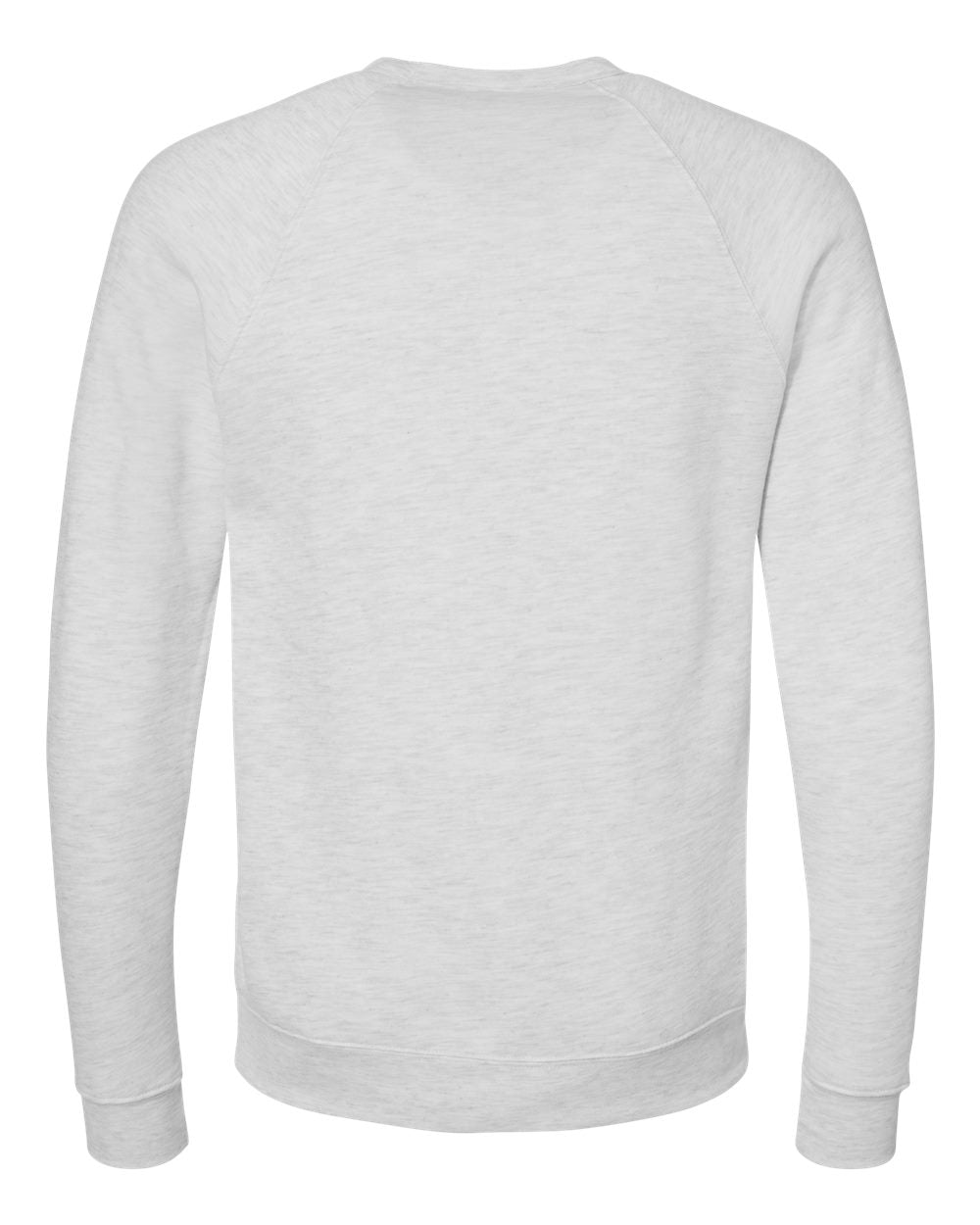 Back view of an ash white crewneck sweatshirt from Nudge Printing