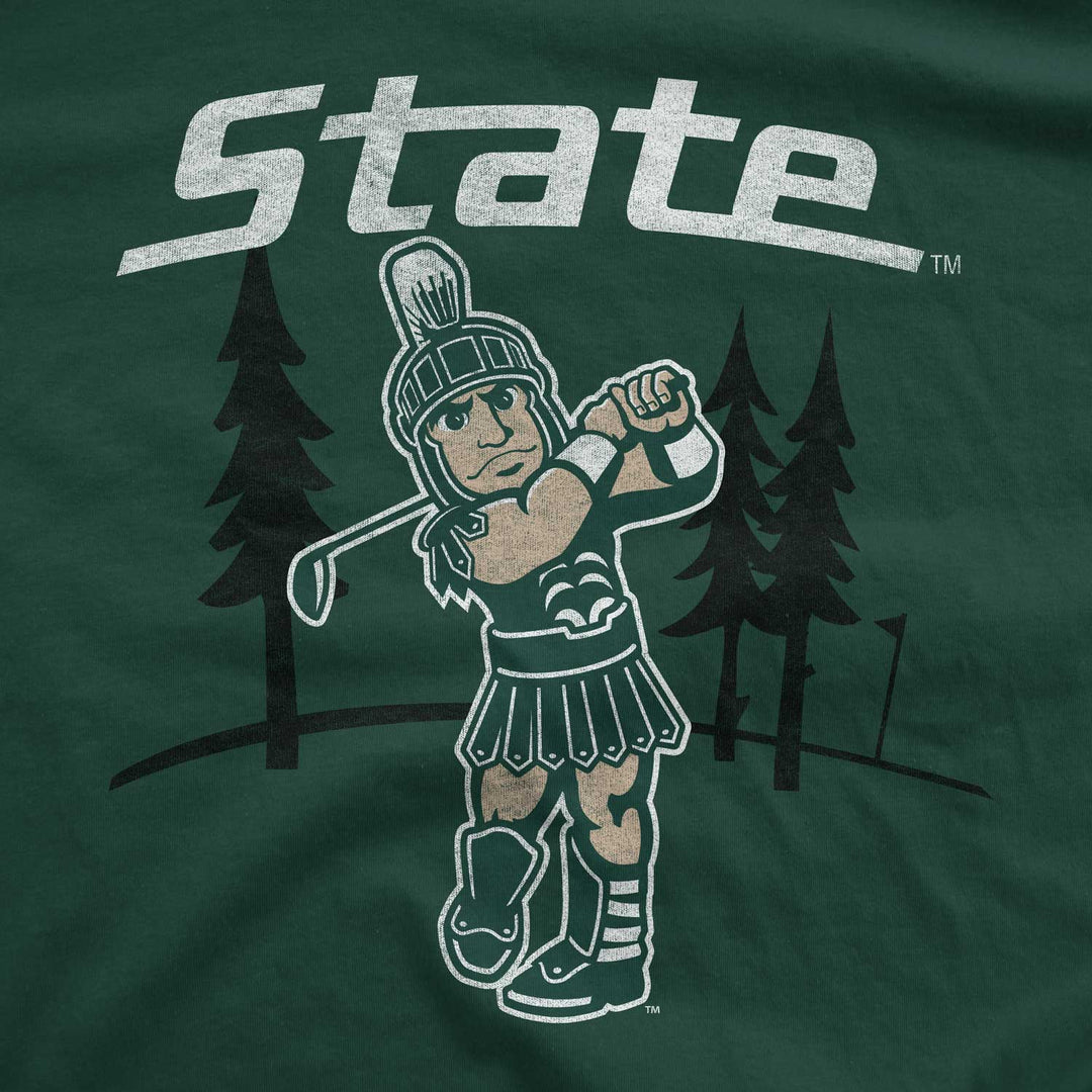 Close up of Michigan State Golfing Sparty T-Shirt