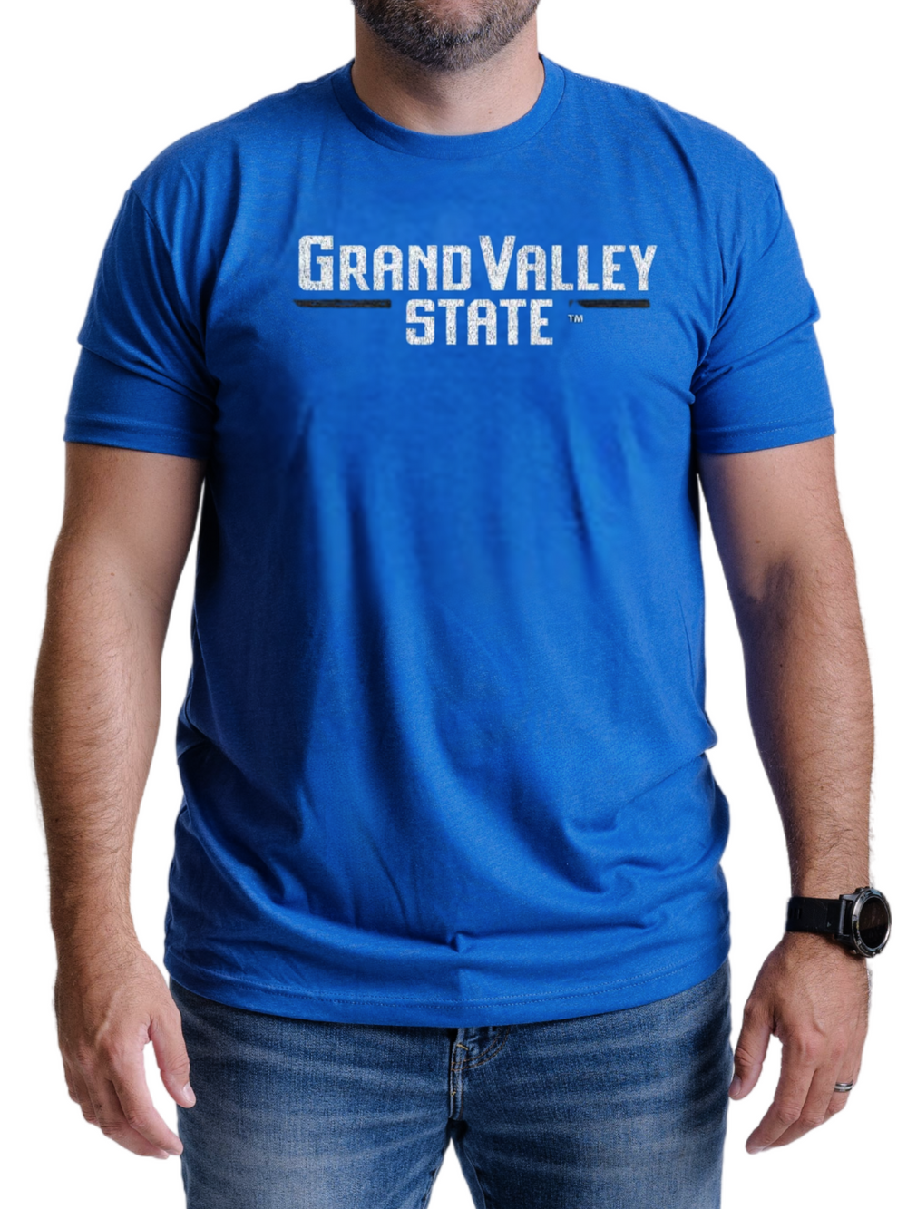 Grand Valley State University Shirt GVSU Lakers Premium Blue T-Shirt on male model