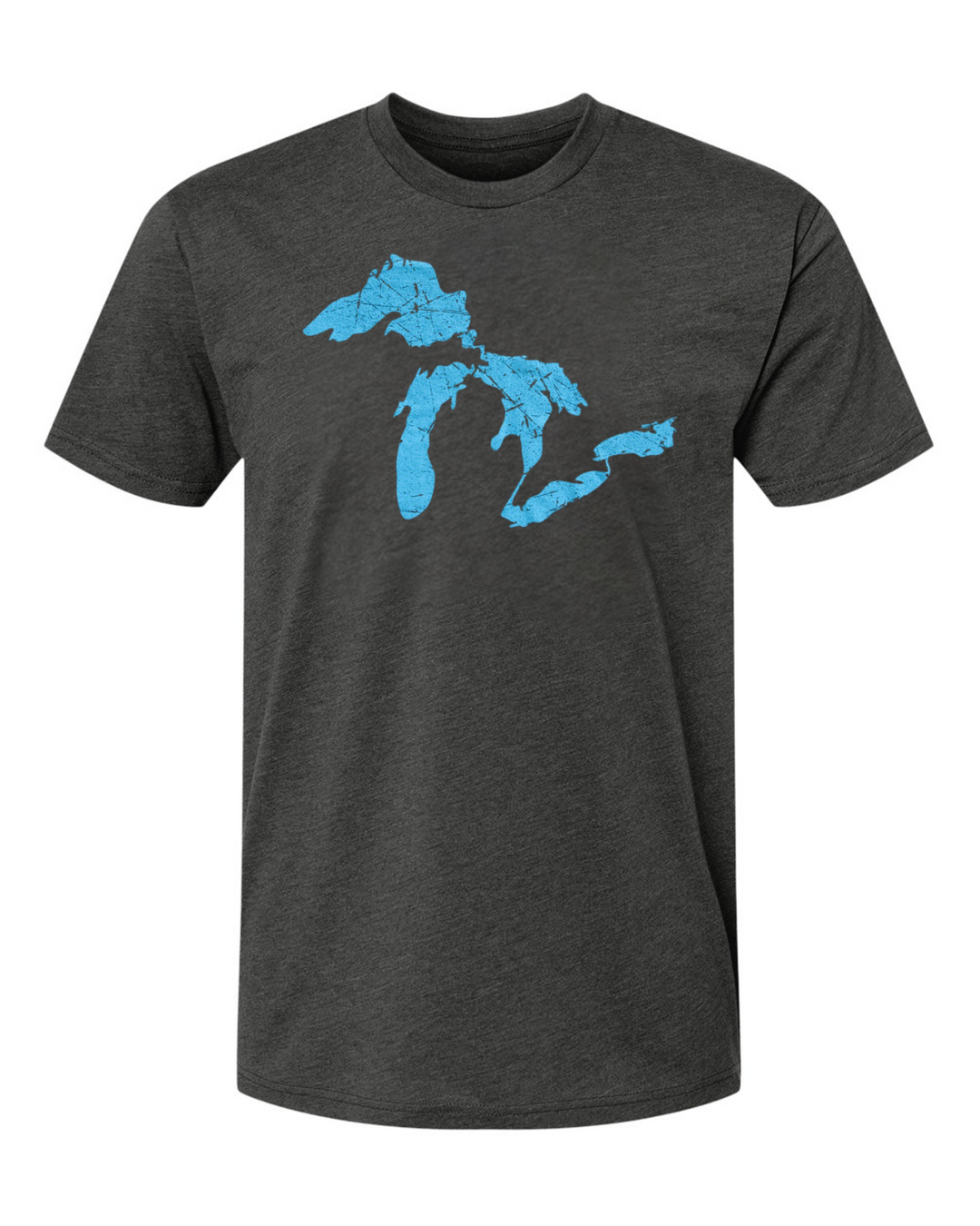 Great Lakes of Michigan Outline of Lake Huron, Ontario, Michigan, Erie, Superior Lakes T-Shirt Mock Up