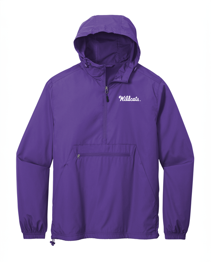 Purple Kansas State Anorak Jacket with white "Wildcats" logo embroidered on the left chest