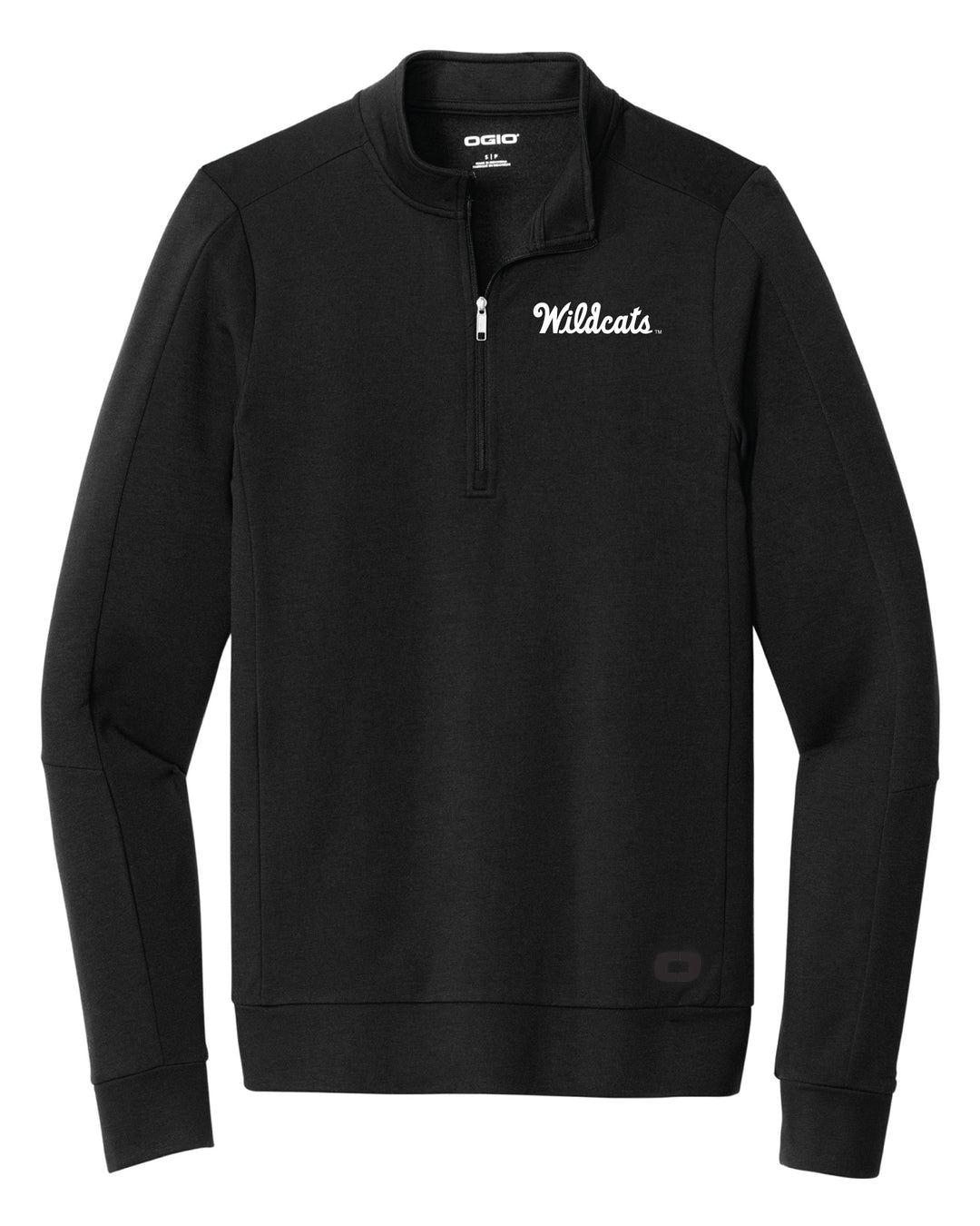 Black Kansas State Quarter Zip with white Wildcats logo embroidered on the left chest