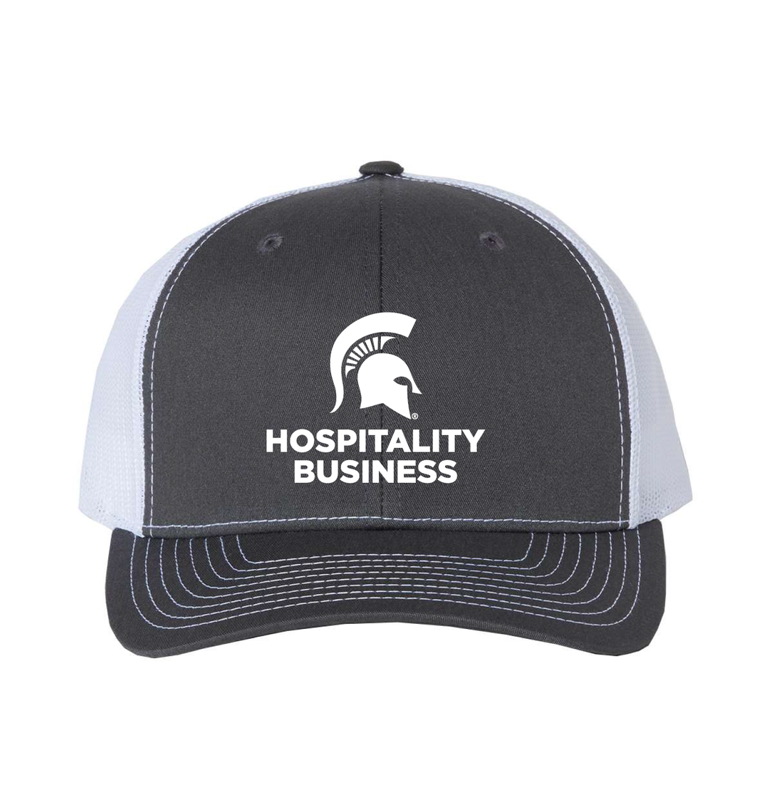 MSU Hospitality Business | Grey and White Trucker Hat