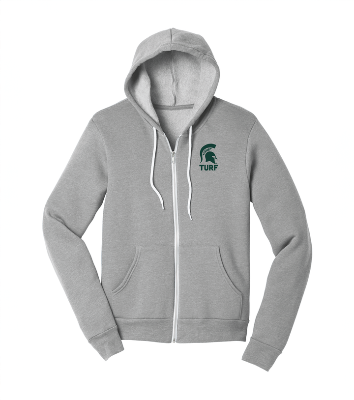 MSU Turf | Gray Michigan State Turf Zip Up Sweatshirt (Pre-Order)