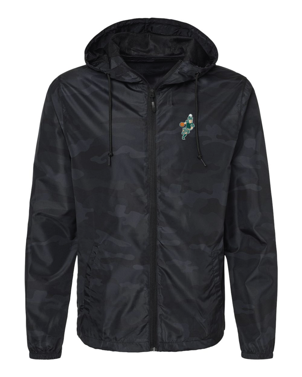 Michigan State Black Camo Windbreaker with Basketball Sparty logo on the left chest