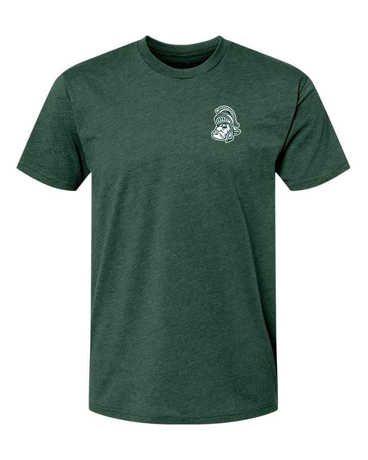 Michigan State University Green T-Shirt with Gruff Sparty Badge Print