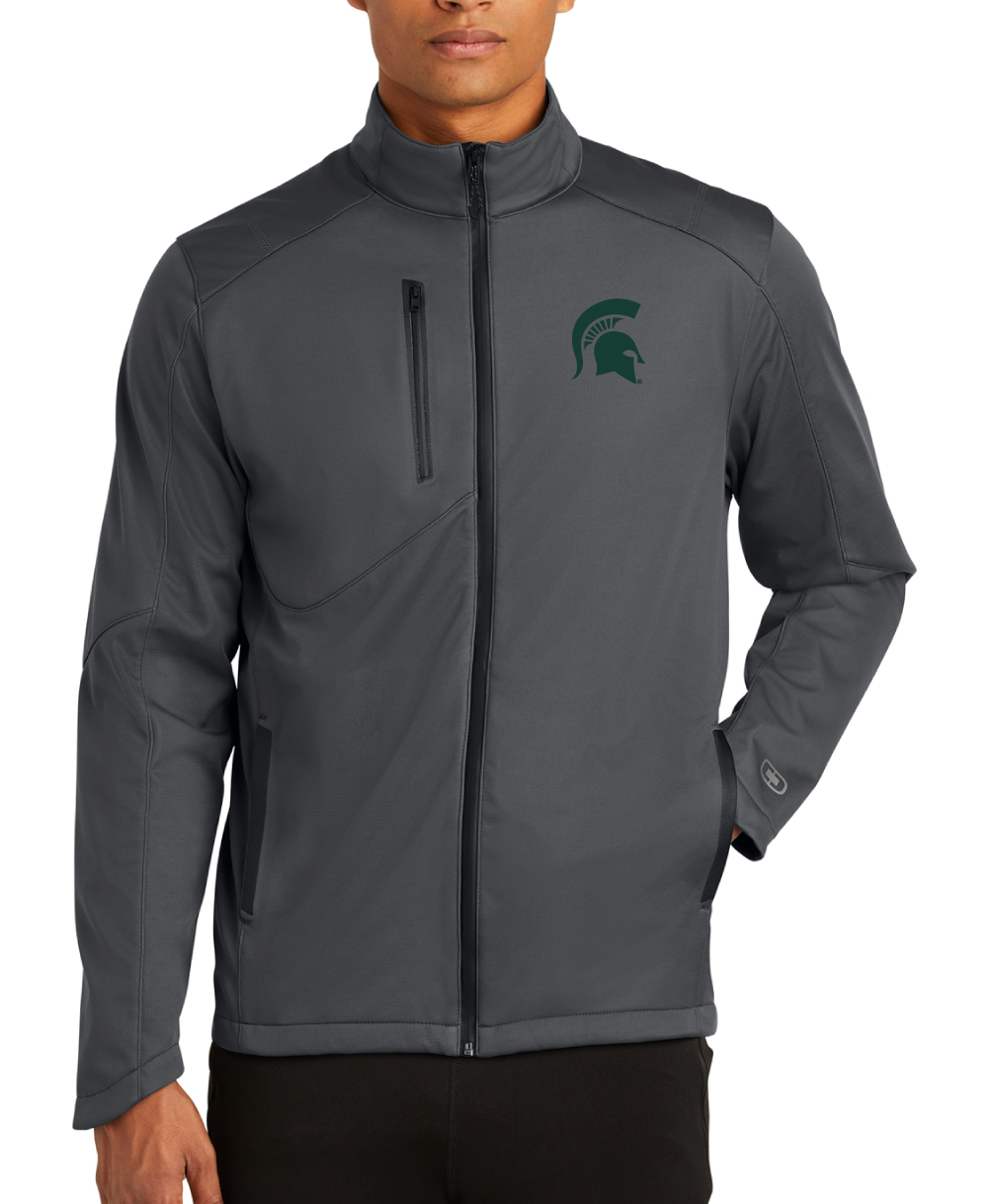 Michigan State Jacket in Grey with Green Spartan Helmet