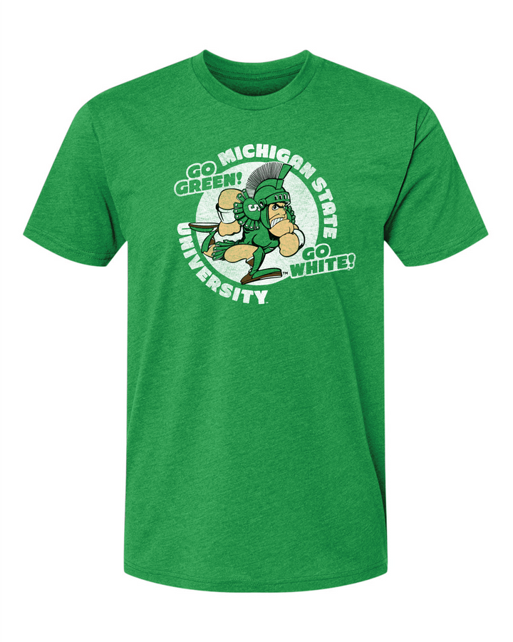 Michigan State Vintage Kelly Green Charging Sparty T-Shirt
