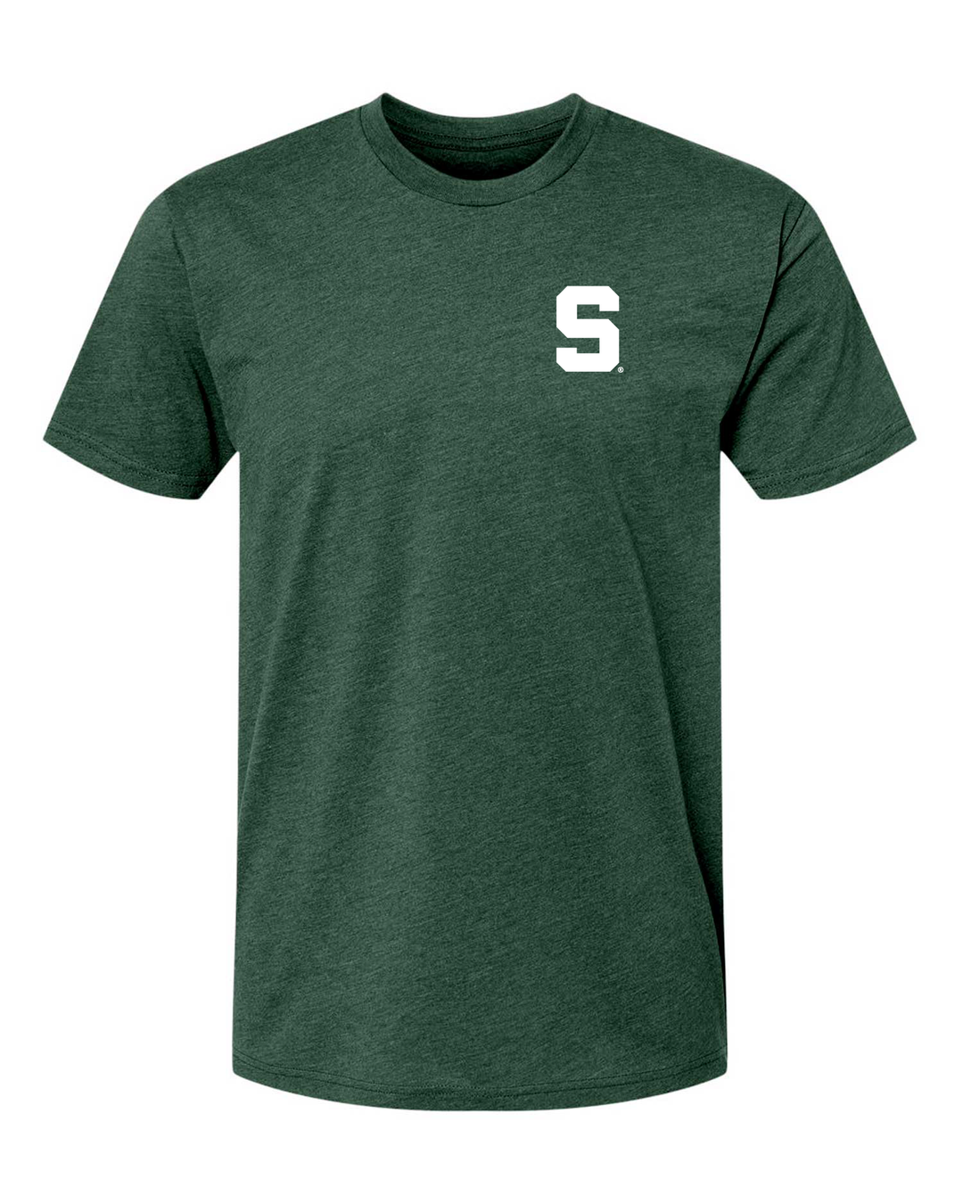 Michigan State Forest Green T-Shirt with White Block S Badge Print