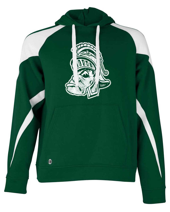 Michigan State Sweatshirt Green Gruff Sparty Hoodie mock up front view