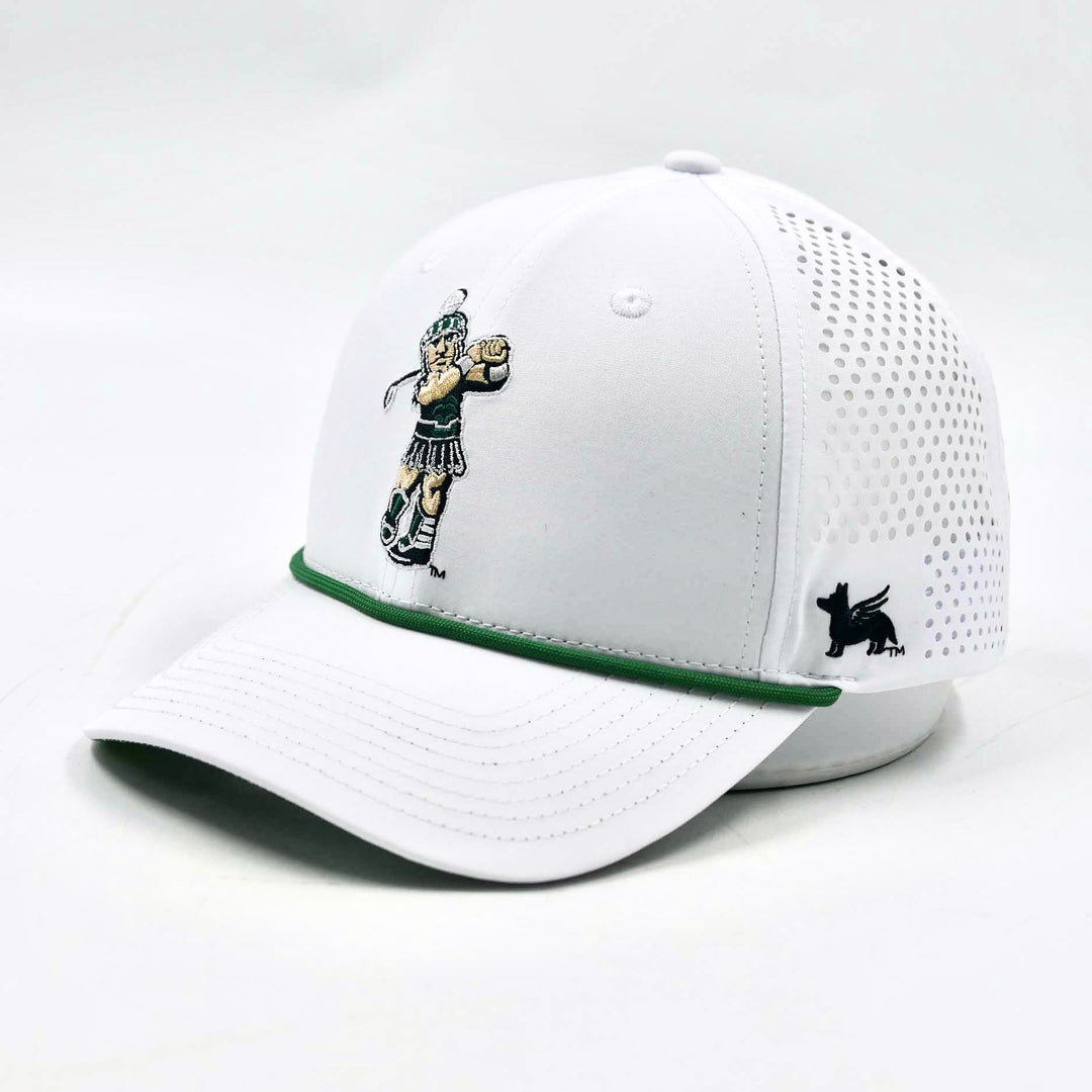 PRE-ORDER | Michigan State White Golfing Sparty Performance Hat