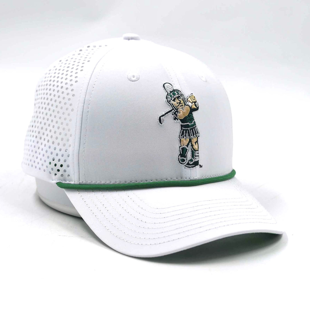 PRE-ORDER | Michigan State White Golfing Sparty Performance Hat