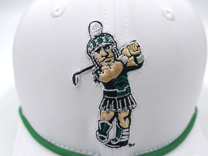 PRE-ORDER | Michigan State White Golfing Sparty Performance Hat