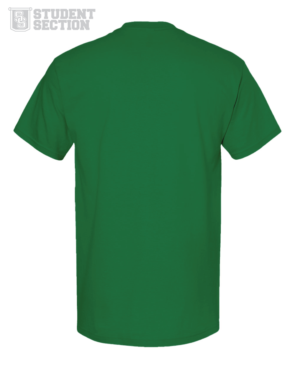 Back view of a kelly green budget friendly student section t-shirt from Nudge Printing