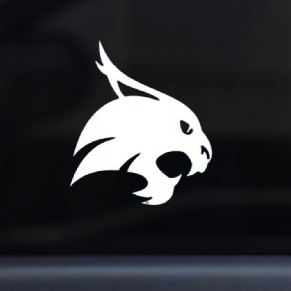 Texas State University White Bobcat Head Car Decal - Nudge Printing