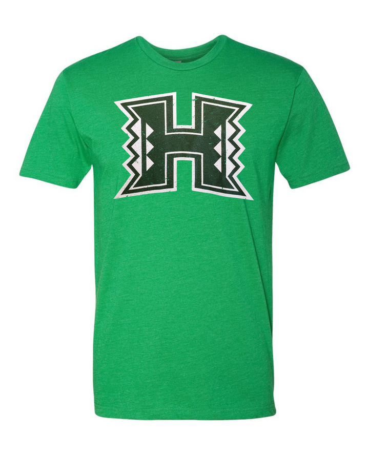 University of Hawaii Rainbow Warriors Block H Logo Unisex T-shirt (Kelly Green) mock up