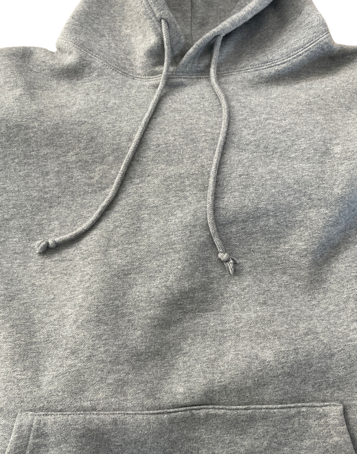 Nudge Printing Heather Grey Varsity Hoodie Front Detail