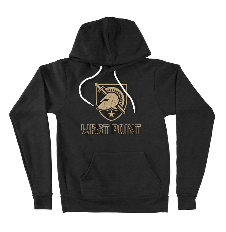 West Point Sweatshirt Black Hoodie Mockup front view