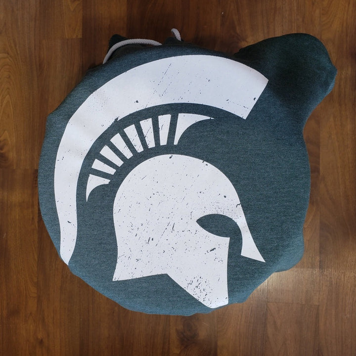 michigan state university spartans helmet green hoodie sweatshirt nudge printing  Edit alt text