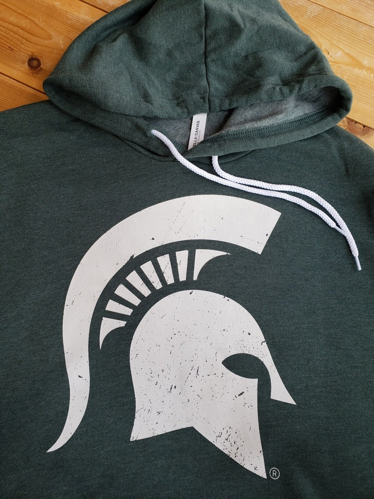 michigan state university spartans helmet green hoodie sweatshirt nudge printing