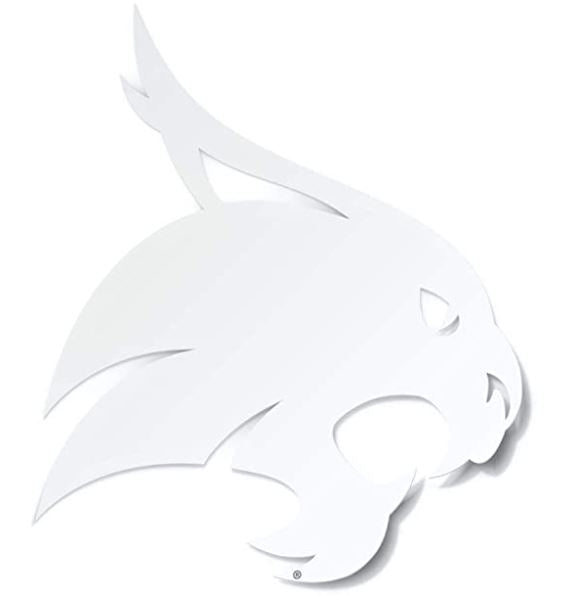 Texas State University White Bobcat Head Car Decal - Nudge Printing